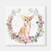Aimant Chihuahua Fleurs de printemps Chien Wreath (Devant)