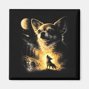 Aimant Chihuahua hurlant à la lune drôle j'ai ce chien