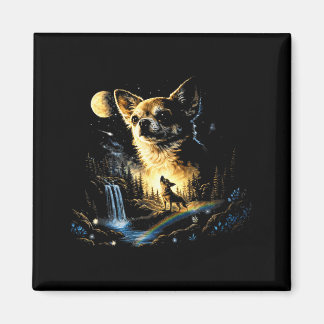 Aimant Chihuahua hurlant à la lune vintage drôle