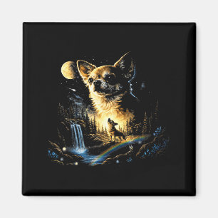 Aimant Chihuahua hurlant à la Lune Vintage drôle de Chihu