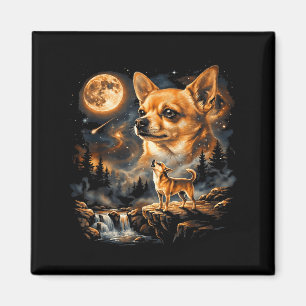 Aimant Chihuahua Hurleur à la Lune Vintage Drôle de Chihu