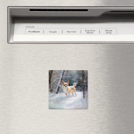 Aimant Chihuahua Laisser neiger Noël (In Situ (Lave-vaisselle))