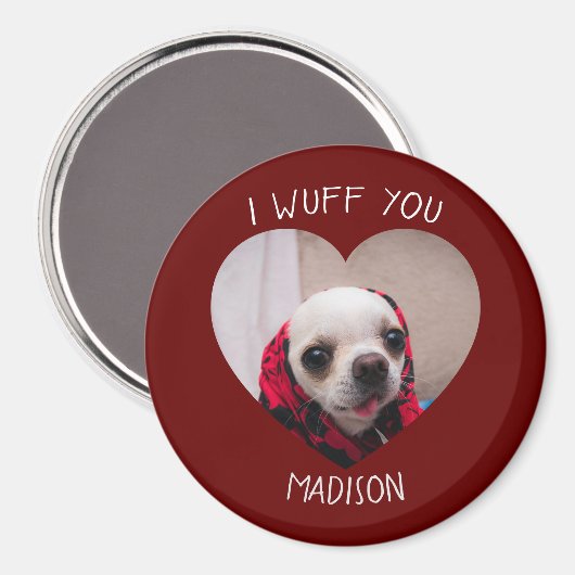 Aimant Chihuahua mignon wua vous aimez Saint Valentin pho (Recto/Verso)