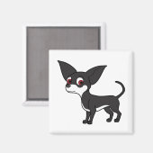 Aimant Chihuahua noir avec marques blanches (Recto/Verso)