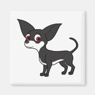 Aimant Chihuahua noir avec marques blanches