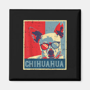 Aimant Chihuahua Obama Poster Vintage Chiwawa Amoureux de