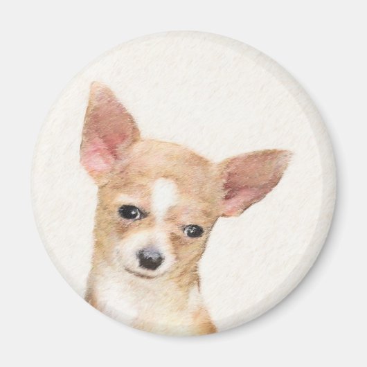 Aimant Chihuahua Peinture - Cute Original Chien Art (Devant)