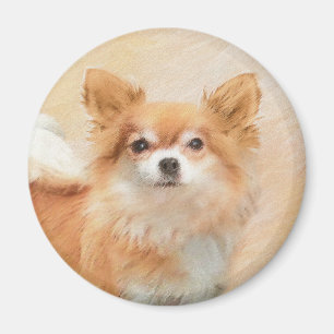 Aimant Chihuahua Peinture de Chien à long Haired Art orig
