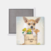 Aimant Chihuahua Posé avec Cookie Jar (Recto/Verso)