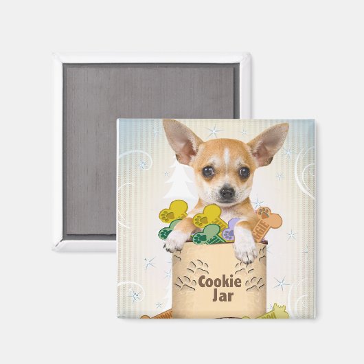 Aimant Chihuahua Posé avec Cookie Jar (Recto/Verso)