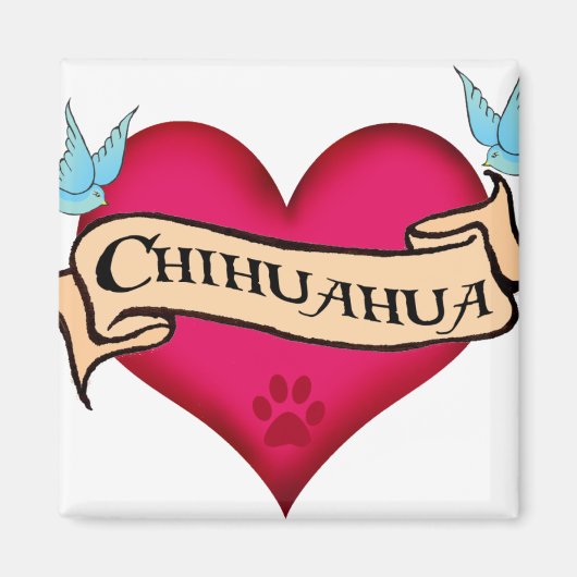 Aimant Chihuahua Tattoo Heart (Devant)