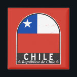 Aimant Chili - Emblème Distorsion Vintage<br><div class="desc">emblème en détresse du Chili arborant le drapeau et les armoiries.</div>