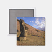Aimant Chili, Île de Pâques. Colline avec Moai (Recto/Verso)