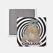 Aimant CHILLAXIN" Manx gras Chat avec lunettes de soleil (Recto/Verso)