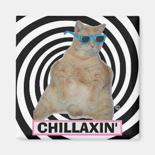 Aimant CHILLAXIN" Manx gras Chat avec lunettes de soleil