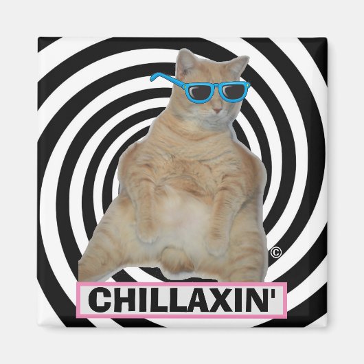 Aimant CHILLAXIN" Manx gras Chat avec lunettes de soleil (Devant)