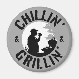 Aimant Chillin’ & Grillin’ Black Stamp round