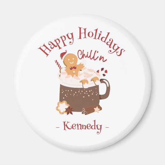 Aimant Chillin' Noël Chocolat chaud et pain d'épices (Devant)