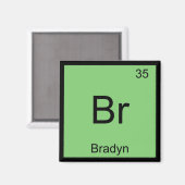 Aimant Chimie du nom de Bradyn Élément tableau périodique (Recto/Verso)