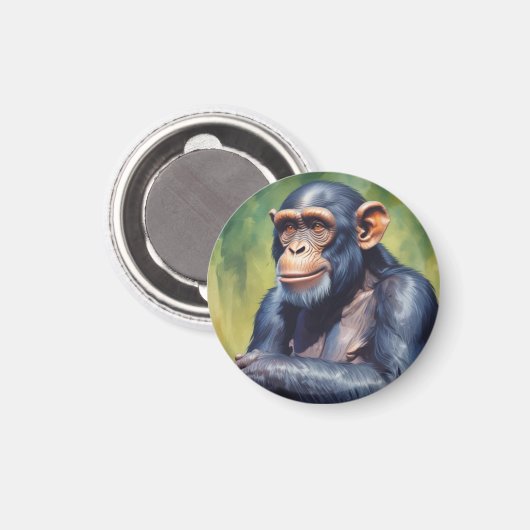 Aimant Chimpanzé fou mignon (Recto/Verso)