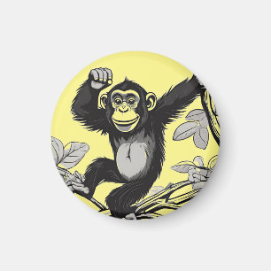 Aimant Chimpanzé mignon sur la branche accueille