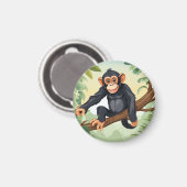 Aimant Chimpanzée avec sa mignonne queue sur la branche s (Recto/Verso)