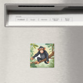 Aimant Chimpanzée avec sa mignonne queue sur la branche s (In Situ (Lave-vaisselle))