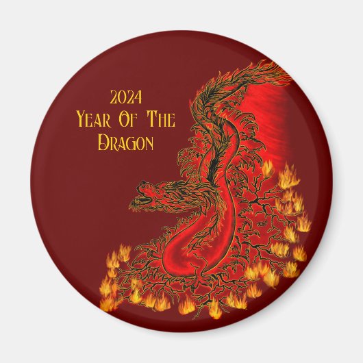 Aimant Chine Dragon, 2024 Année Du Dragon (Devant)