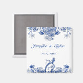 Aimant Chine florale bleue et blanche Motif avec oiseaux (Recto/Verso)