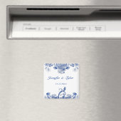 Aimant Chine florale bleue et blanche Motif avec oiseaux (In Situ (Lave-vaisselle))