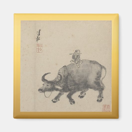 Aimant Chine Nouvel An Ox Peinture Zodiac Anniversaire Sq (Devant)