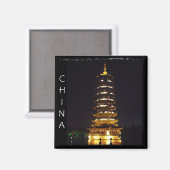 Aimant Chine, Pagode de Guilin la nuit (Magnet) (Recto/Verso)
