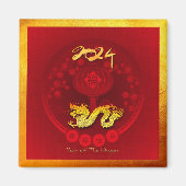 Aimant Chinois FU Luck lanterne Dragon saluant année SqM2 (Devant)
