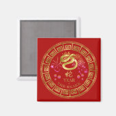 Aimant Chinois Zodiac Snake Rouge/Or ID542 (Recto/Verso)