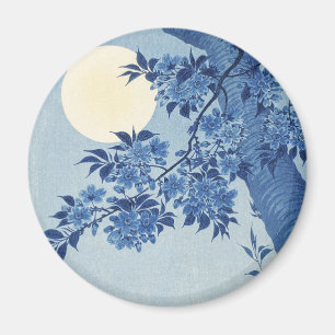 Aimant Chinoiserie Bleu marine Fleur de cerisier & Pleine