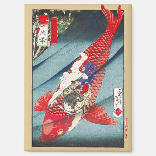 Aimant Chinoiserie Carpe Koï Rouge Et Impression De Garço