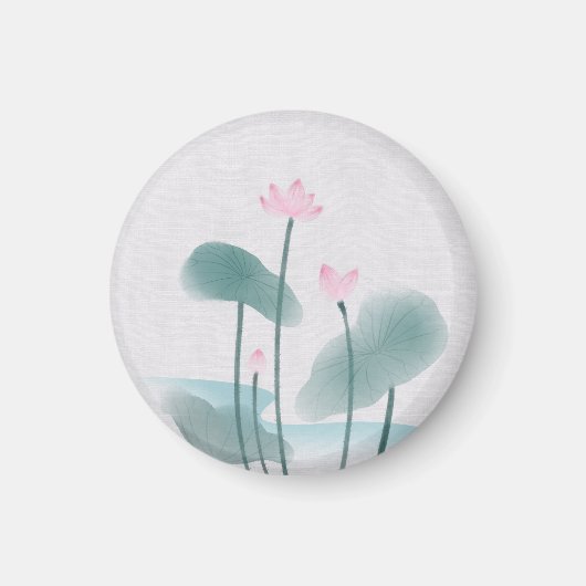 Aimant Chinoiserie Chinoise Lave-encre peinture Lotus Flo (Devant)