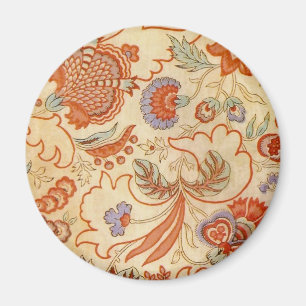 Aimant Chintz Floral Antique Terracotta Français Vintage