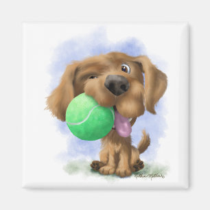 Aimant Chiot adorable avec dessin animé de balle de tenni