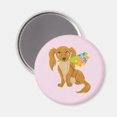 Aimant Chiot avec Bouquet de fleurs (Recto/Verso)