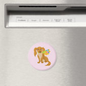 Aimant Chiot avec Bouquet de fleurs (In Situ (Lave-vaisselle))