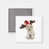 Aimant Chiot avec chapeau de Père Noël et oreilles de ren (Recto/Verso)