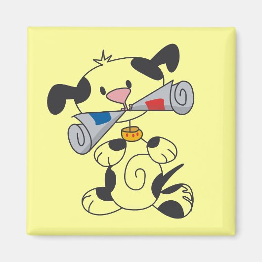 Aimant Chiot avec le T-shirts et les cadeaux de journal (Devant)