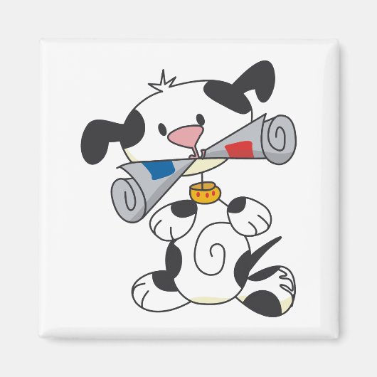 Aimant Chiot avec le T-shirts et les cadeaux de journal (Devant)