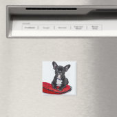 Aimant Chiot BULLDOG Noir mignon personnalisable (In Situ (Lave-vaisselle))