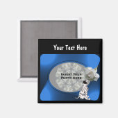 Aimant Chiot dalmate Et Rose Blanche Photo (Recto/Verso)