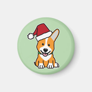 Aimant chiot de chien Corgi chapeau de Père Noël de Noël