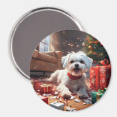 Aimant Chiot de Noël coquin, mignon, Drôle, Drôle, Dessin (Recto/Verso)