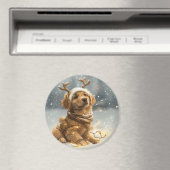 Aimant Chiot de Noël Golden Retriever (In Situ (Lave-vaisselle))