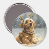 Aimant Chiot de Noël Golden Retriever (Recto/Verso)